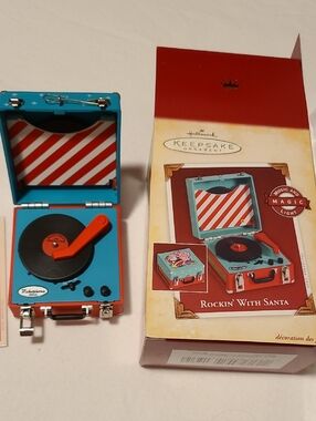 Hallmark Keepsake Ornament Rockin' With Santa Miniature Vintage Record Player